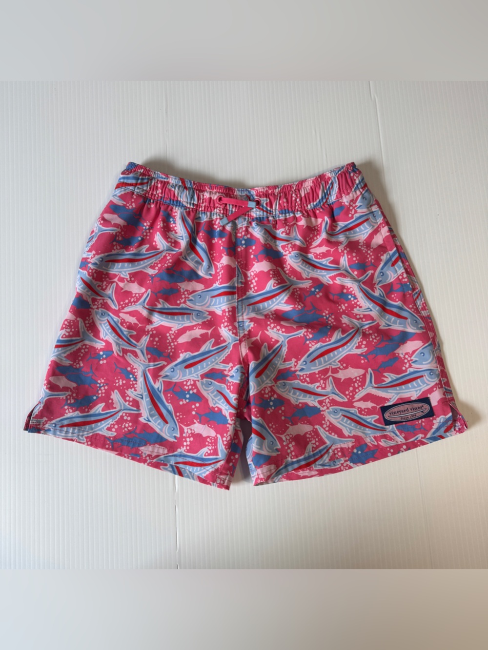 Vineyard Vines Chappy Swim Trunks M Pink Fish Coastal Preppy Beach Resort